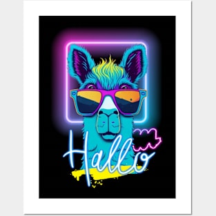 Neon LLama with Sunglasses Quote Posters and Art